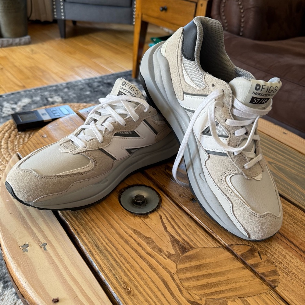 New Balance Beige and Gray Sneakers